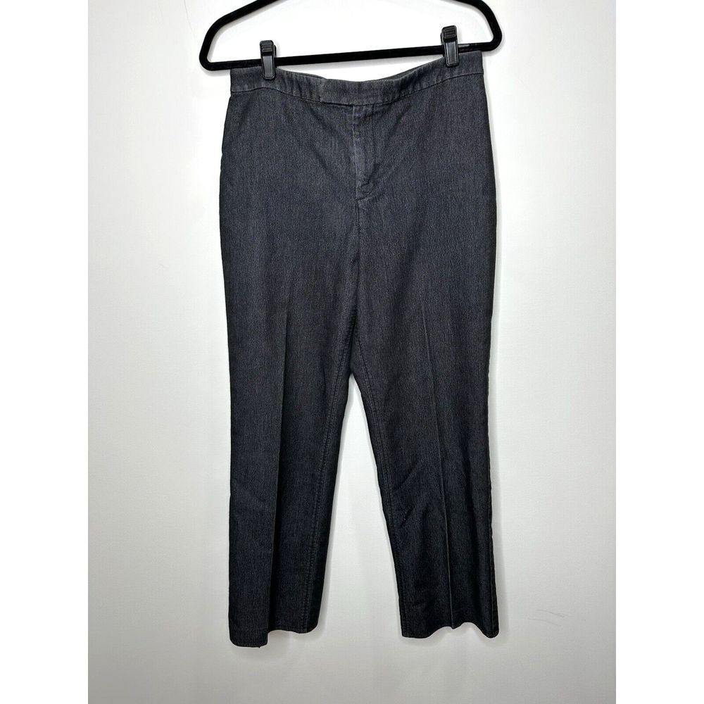 Vintage Ann Taylor Pants 10 Black Trouser Denim Cambray High Rise Wide Leg Chino